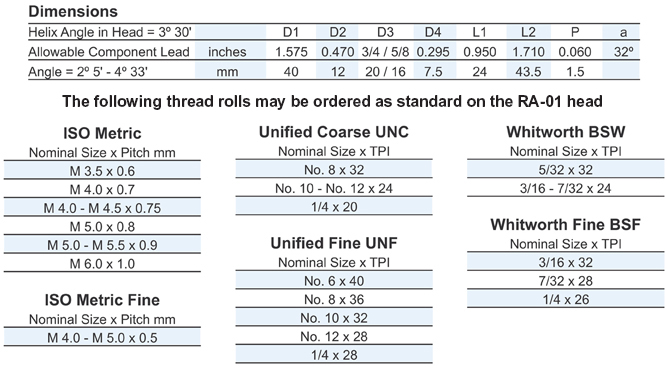 RSVP Tooling, Inc. - Axial Thread Rolling System - A01 - Overview & Components Eng View Chart